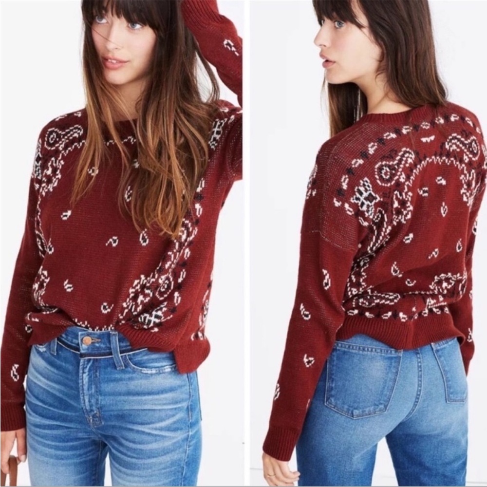 Madewell Bandana Print Pullover Knit Sweater Size Small